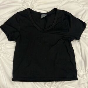 Cropped Black V-Neck